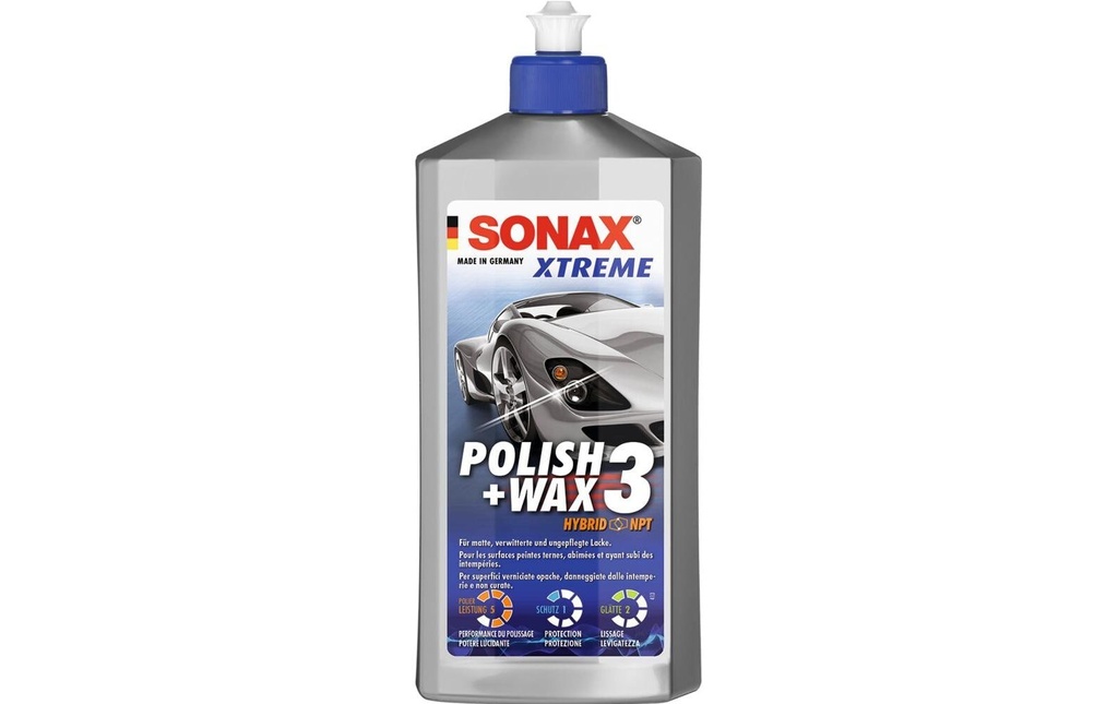 Sonax XTREME Polish + Wax 3 Hybrid NPT Polish pour voiture, 500 ml