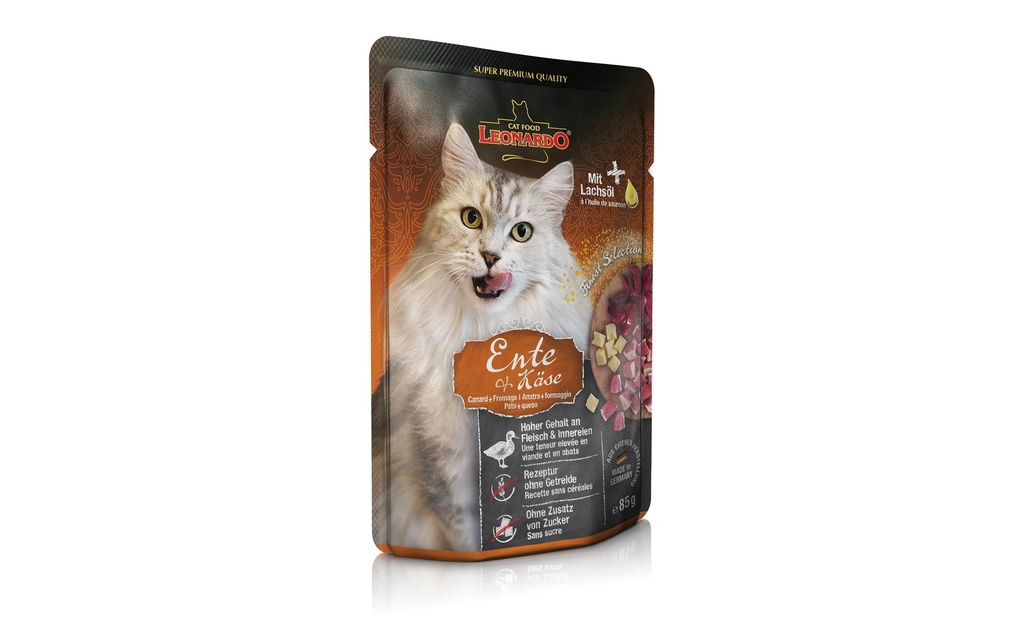 Leonardo Cat Food Alimentation humide Canard & fromage, 85 g