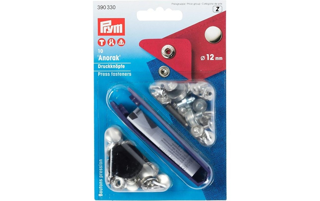 Prym Boutons poussoirs Anorak 12 mm, 10 pièces