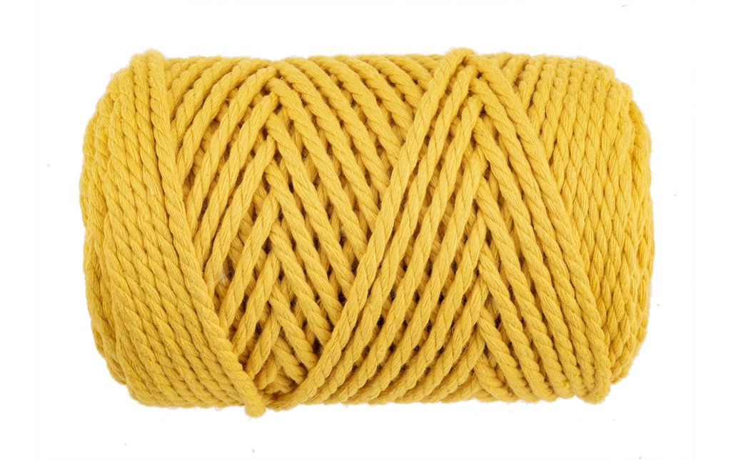 Glorex Laine Macramee Rope torsadé 63 m x 3 mm, 250g, jaune moutarde