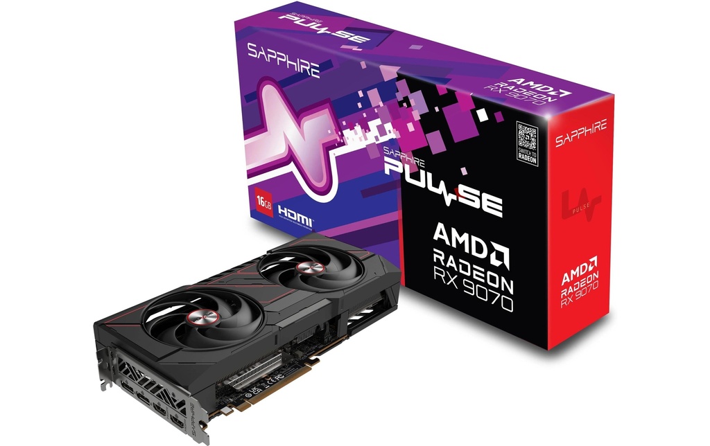 SAPPHIRE Carte graphique PULSE AMD Radeon RX 9070 OC 16 Go