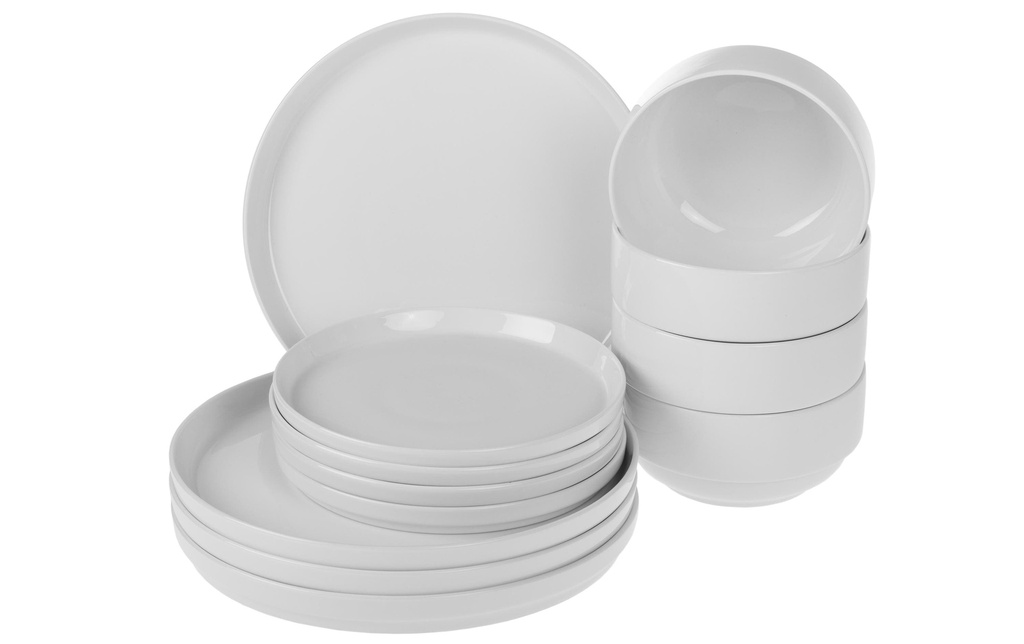 COCON Set d’assiettes Bianco 12 pièces, blanc