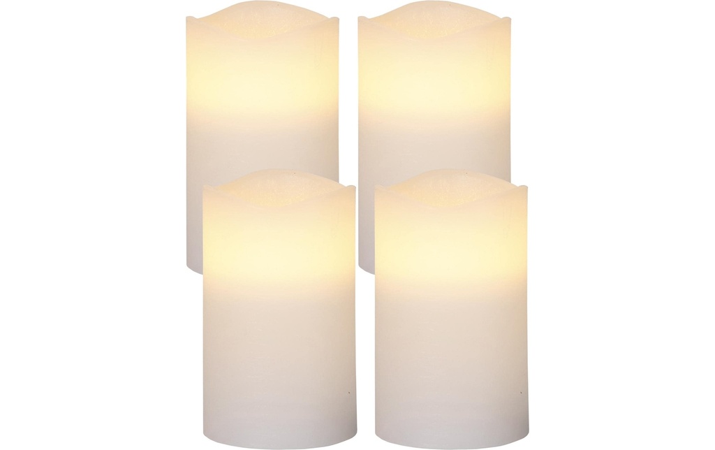 Star Trading Set de bougies LED Pillar May Ø 7.5 x 12.5 cm, Blanc, 4 pc