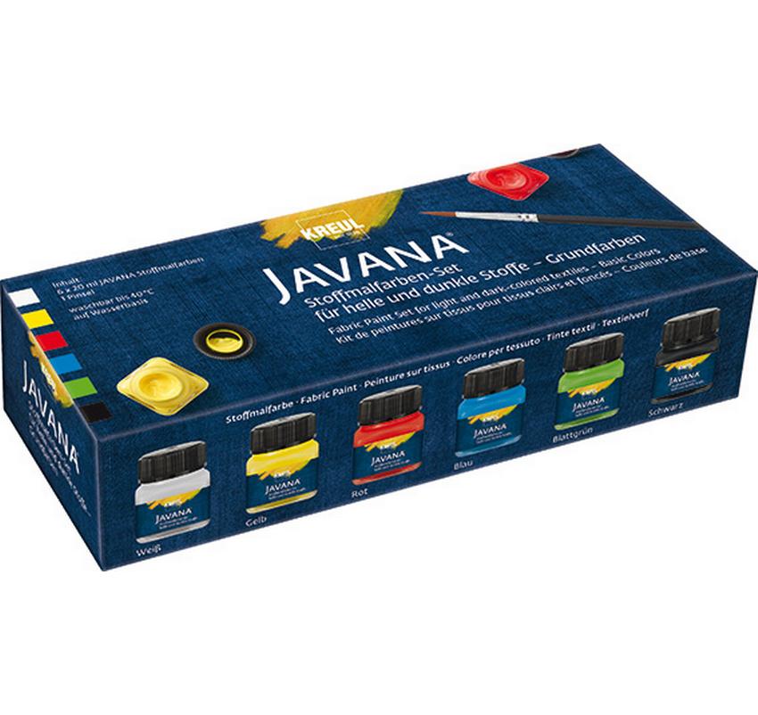 Kreul Peintures pour tissus Javana couleurs de base 6 x 20 ml