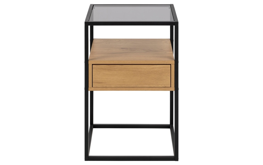 AC Design Table de nuit Randolf 40 x 35 x 60 cm, Noir/Nature