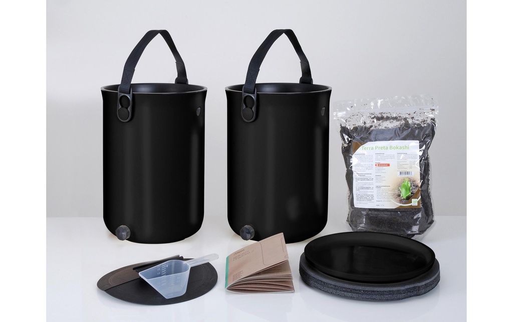 Bokashi Composteur Organko 2, Lot de 2, noir