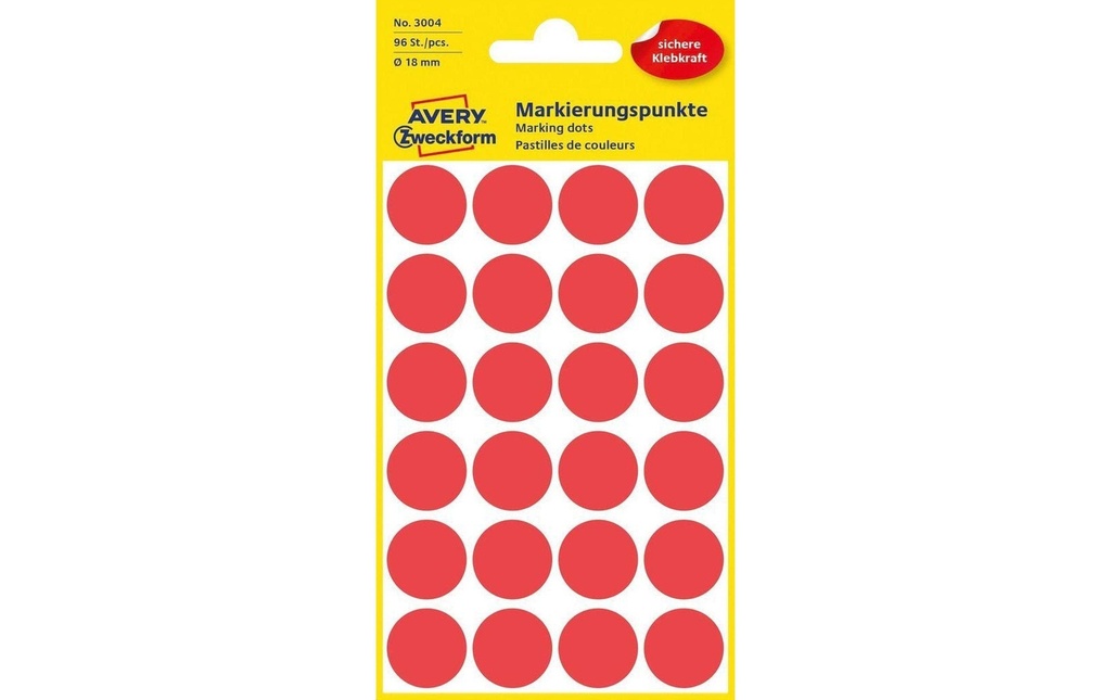 Avery Zweckform Pastilles adhésives 18 mm rouge