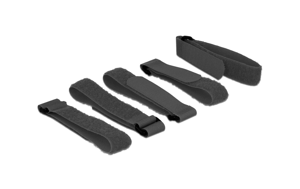 Delock Serre-câble auto-agrippant avec boucle Noir 300 mm x 20 mm, 5 pièces