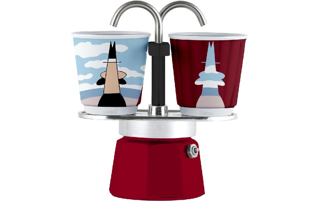 Bialetti Cafetière italienne Mini Express Magritte 2 tasses, Rouge
