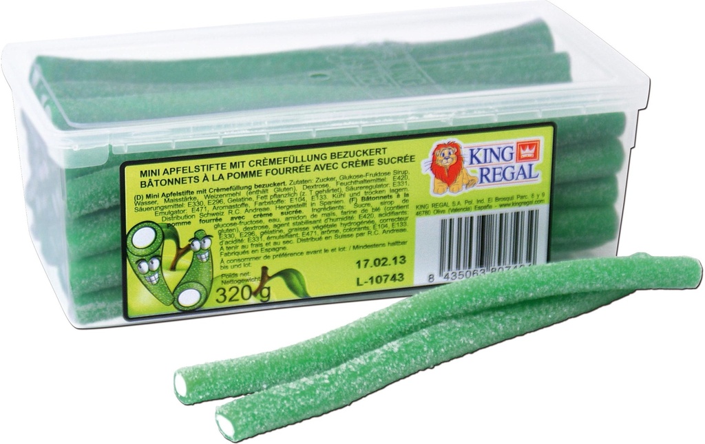 King Regal Bonbons gommeux Mini bâtonnets de pomme sucrés 320 g