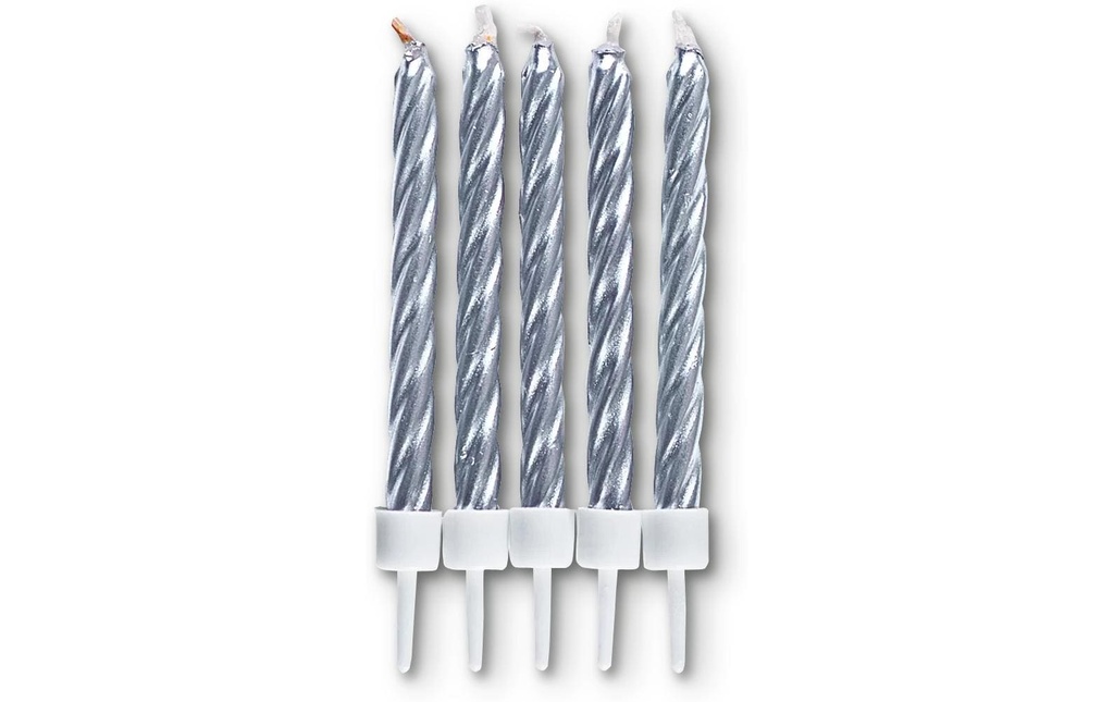 Städter Bougie avec support 10 Pièce/s, argent, 7.5 cm