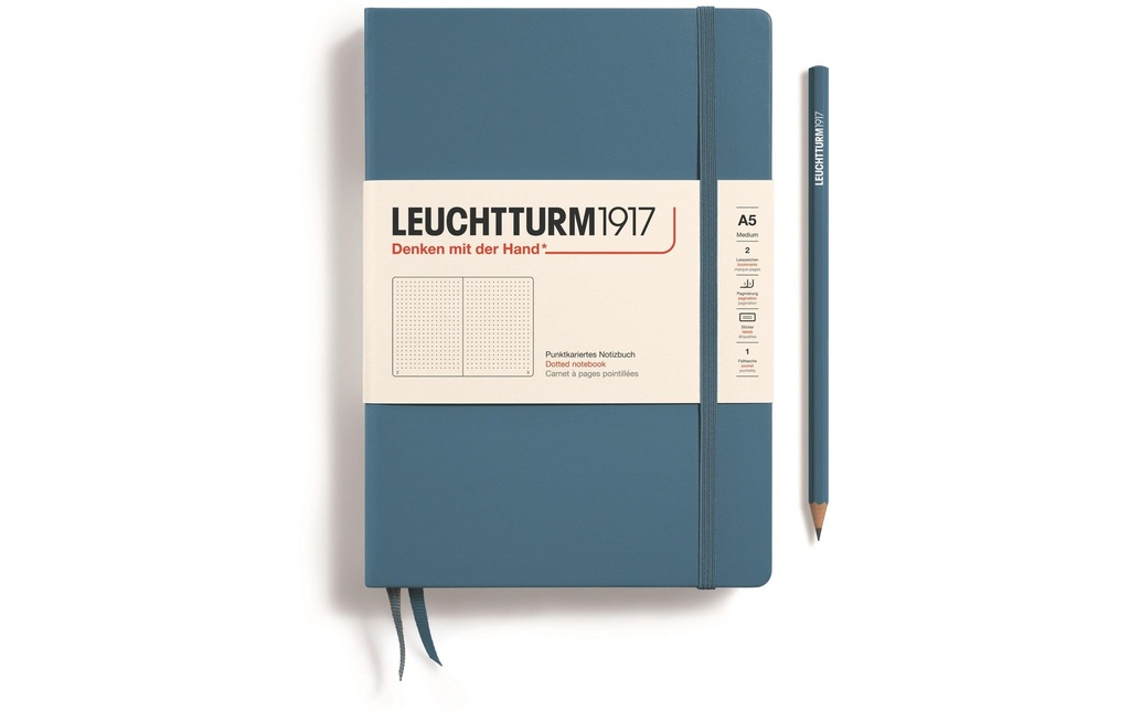 Leuchtturm Bloc-notes Medium A5, Pois, Bleu