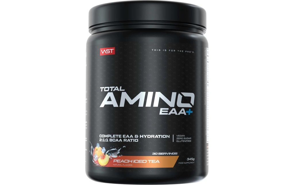 VAST Poudre Total Amino EAA+ boîte: 381g, Thé glacé à la pêche