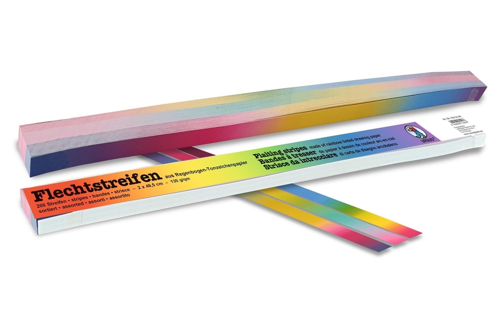 URSUS Papier de bricolage Bandes de tresses 2 x 49.5 cm, 200 pièces, Rainbow