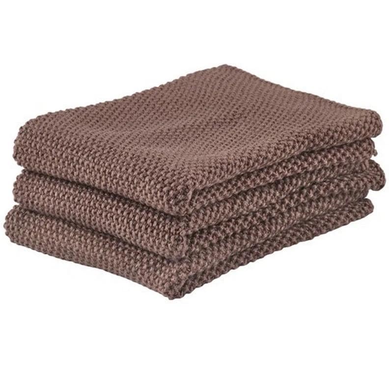 Zone Denmark Torchon à vaisselle Set de 3, brun, 27 x 27 cm