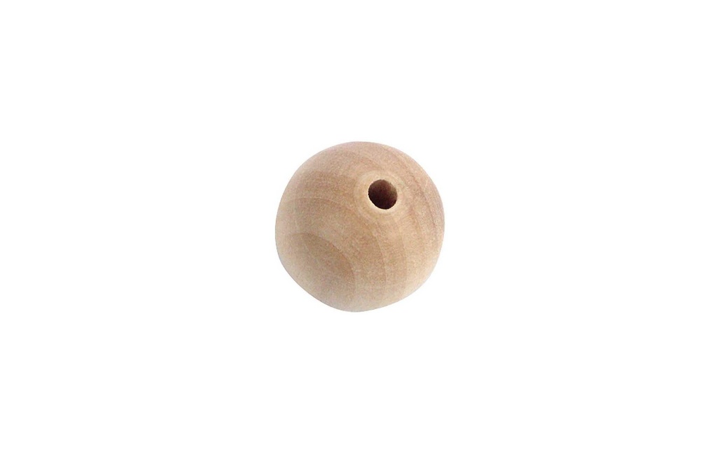 Rico Design Billes de bois Perçage 15 mm Nature, 25 pièces