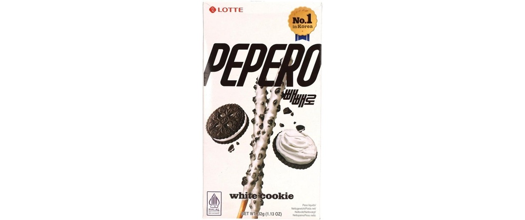 LOTTE Bâtonnets de biscuits blancs Pepero 32 g