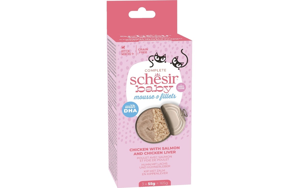 Schesir Alimentation humide Baby Mousse &amp; Fillets, 3 x 55 g