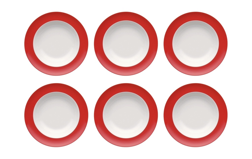 THOMAS Assiette de soupe et de pâtes Sunny Day 6 Pièce/s,Rouge, 23 cm