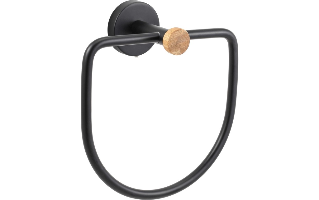 spirella Porte-serviette Anneau porte-serviettes Iana noir mat acier bambou