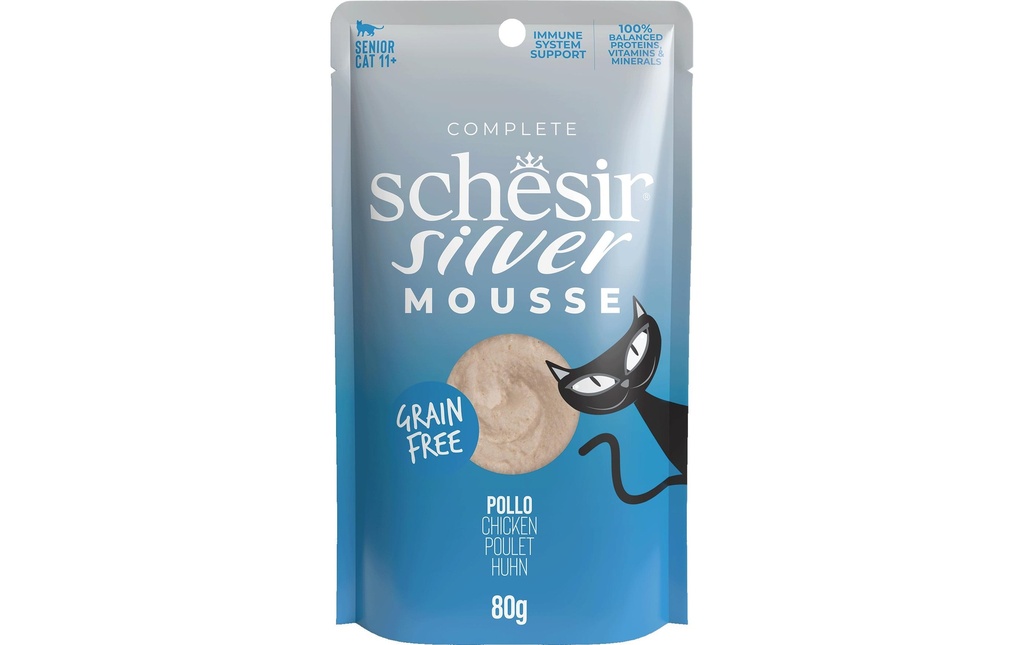 Schesir Alimentation humide Silver Senior Mousse Poulet, 80 g