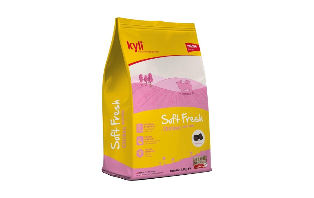 kyli Aliments mi-humides pour animaux Soft Fresh Poulet Adulte mini, 1.5 kg