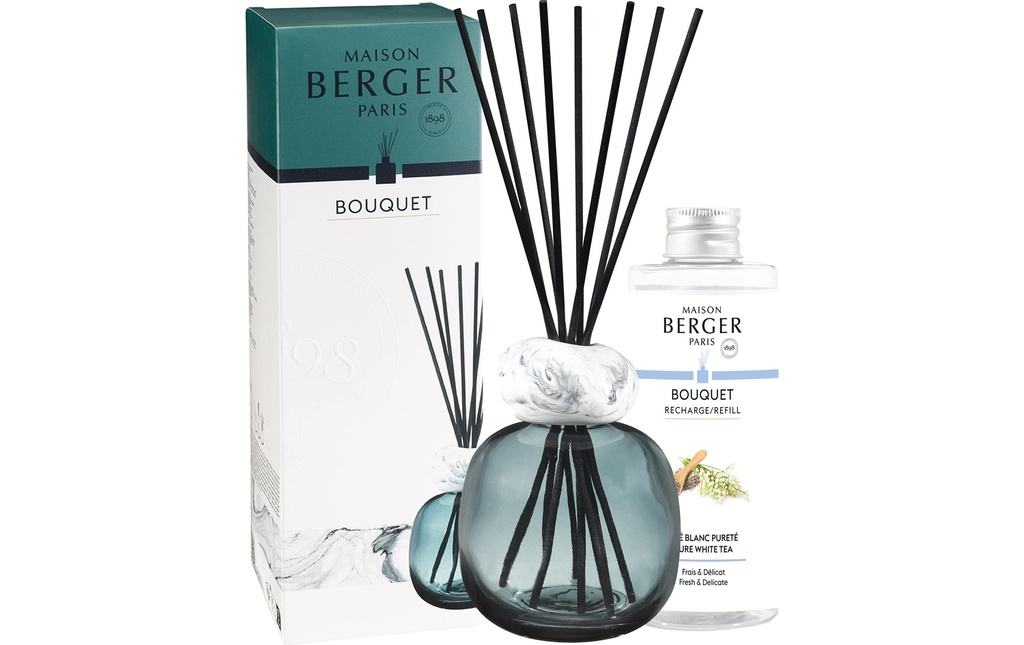 Maison Berger Bâtonnets parfumés Minéral + 180 ml The Blanc Pureté, Bleu