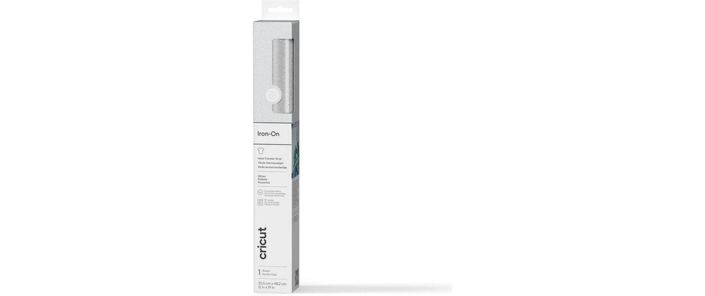Cricut Film thermocollant Scintillant Iron-On 30.5 x 48.3 cm blanc