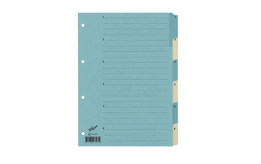 Büroline Registre A4, 1 rangée, 6 onglets Bleu/Beige