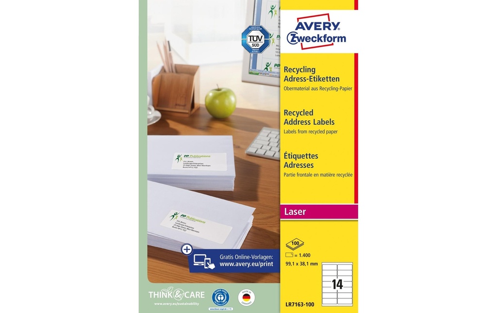 Avery Zweckform Étiquettes d’adresse 99.1 x 38.1 mm, 100 feuille