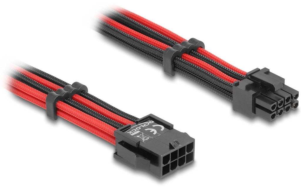 Delock Câble électrique de prolongation 8 pins mâle vers 6+2 pins PCIe femelle