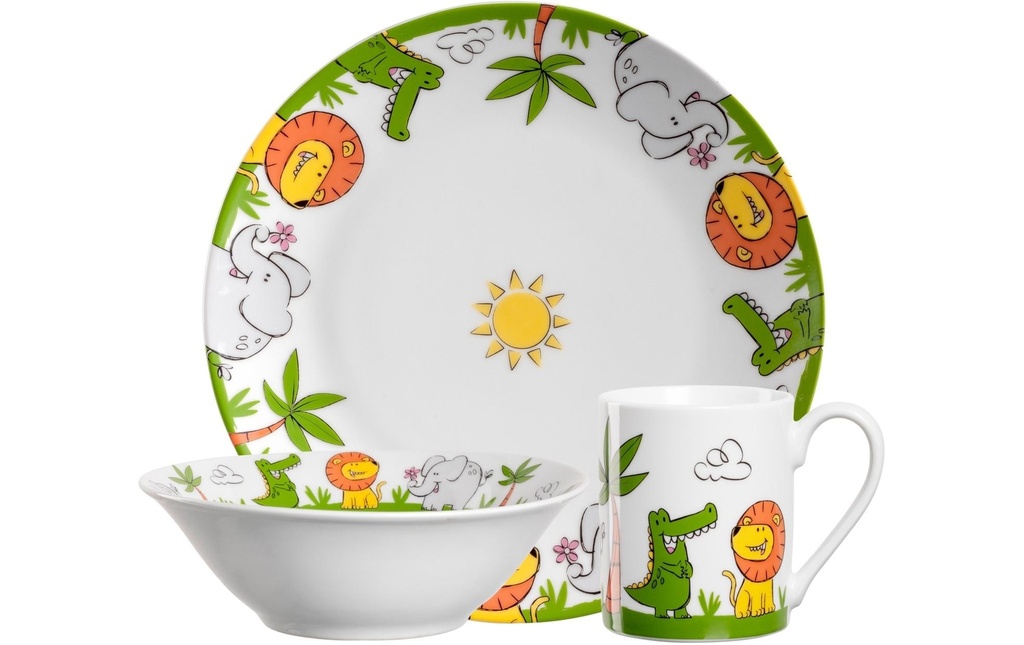 LEONARDO Service de table pour enfants Bambini Lion/crocodile/éléphant, 3 pièces