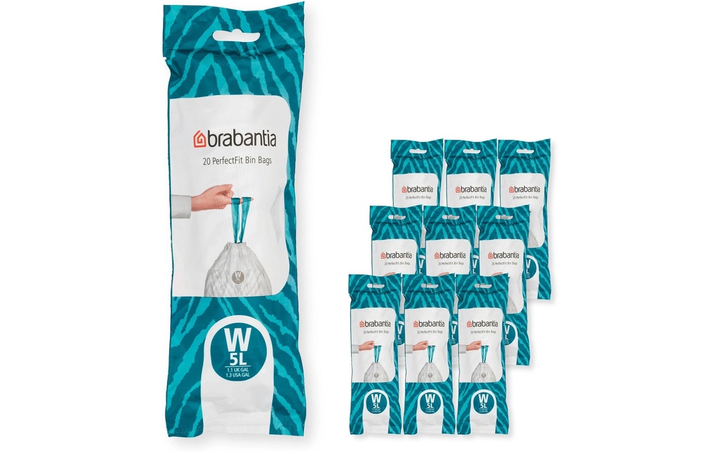 Brabantia Sac à ordures ménagères PerfectFit W 5 l, 200 Pièce/s