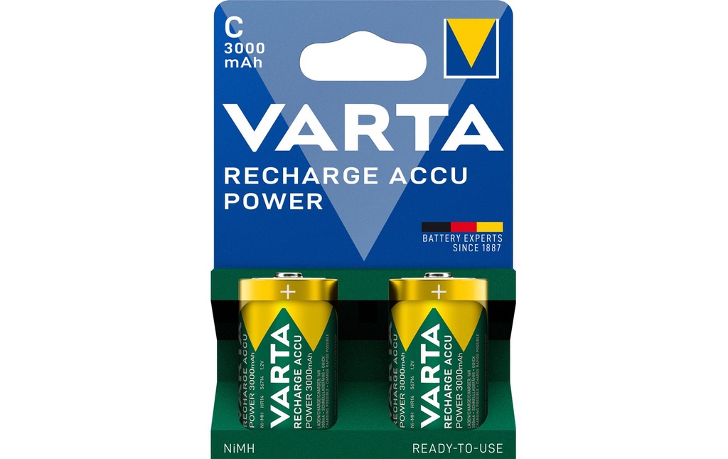 Varta Batterie Puissance NiMH C 3000 mAh, 2 Pièce/s