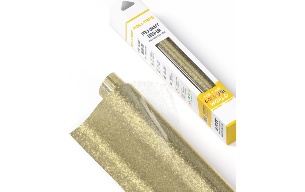 Poli-Tape Film thermocollant Pearl Glitter, 30.5 x 61 cm, Champagne