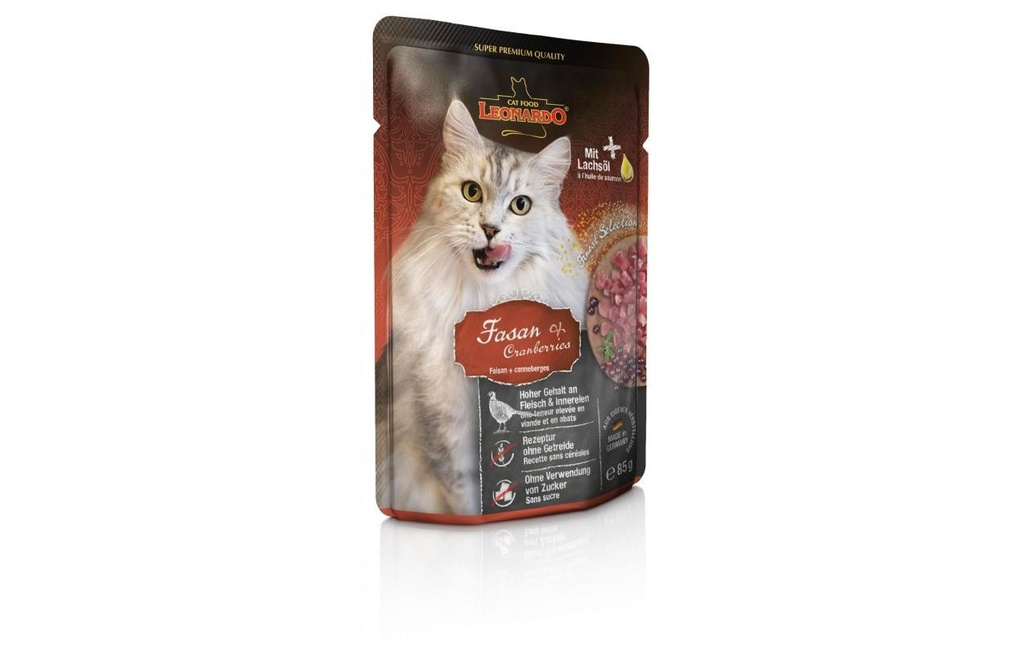 Leonardo Cat Food Alimentation humide Faisan & Cranberries, 85 g