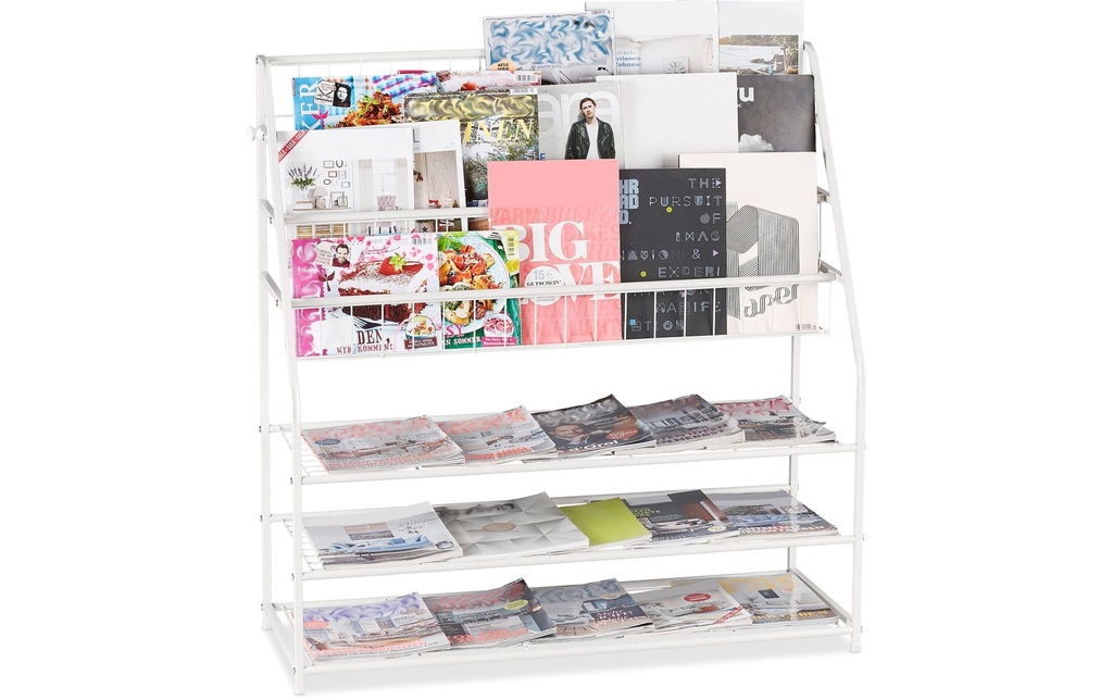 relaxdays Porte-revues 96 x 97 x 37 cm Blanc