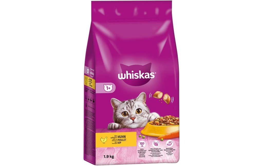Whiskas Alimentation sèche Poulet Sélection 1+, 1.9 kg