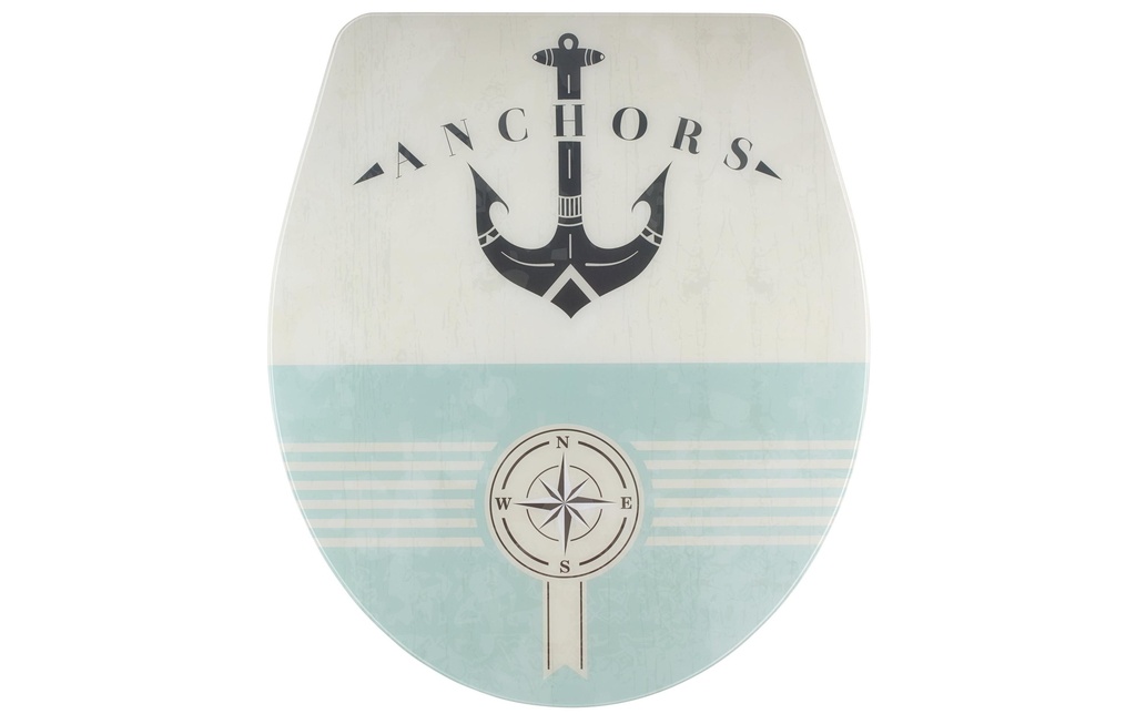 diaqua® Siège de toilette Nancy Anchor Abaissement automatique, blanc/bleu clair