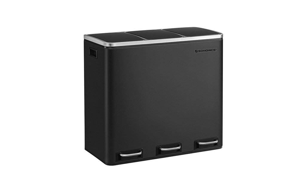 Songmics Poubelle à pédale 3 x 18 L, noir