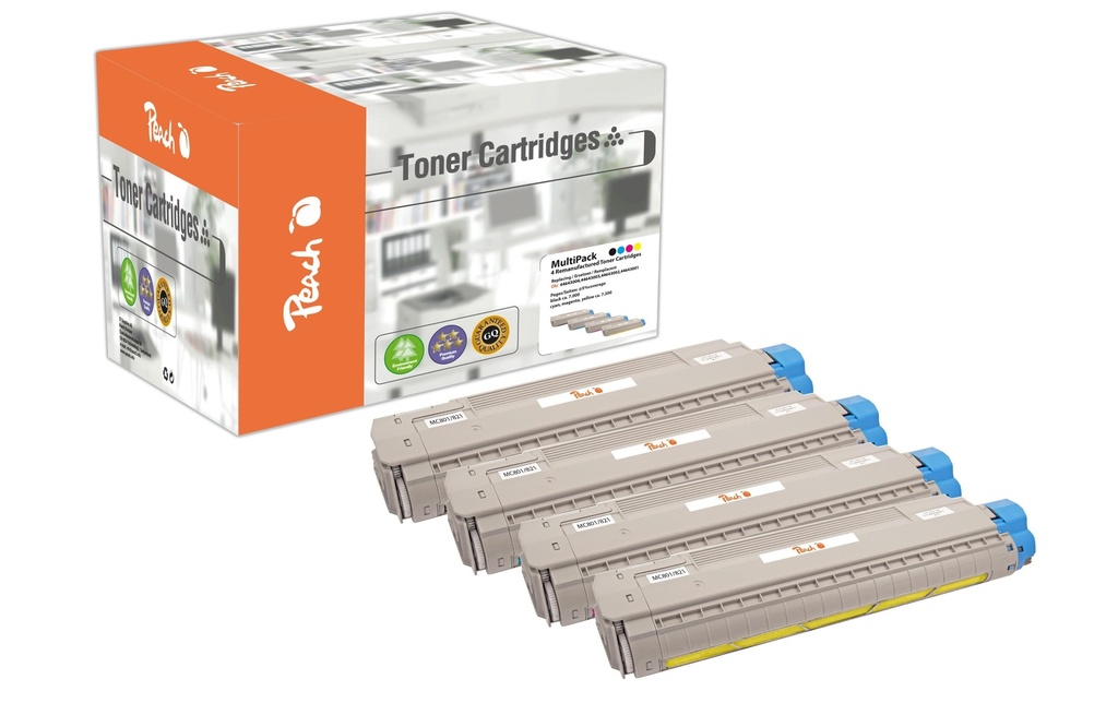 Peach Kits de toner OKI C801 / 821-Series BK, C, M, Y