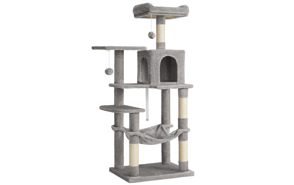 Feandrea Arbre à chat avec hamac, 143 cm, gris/beige
