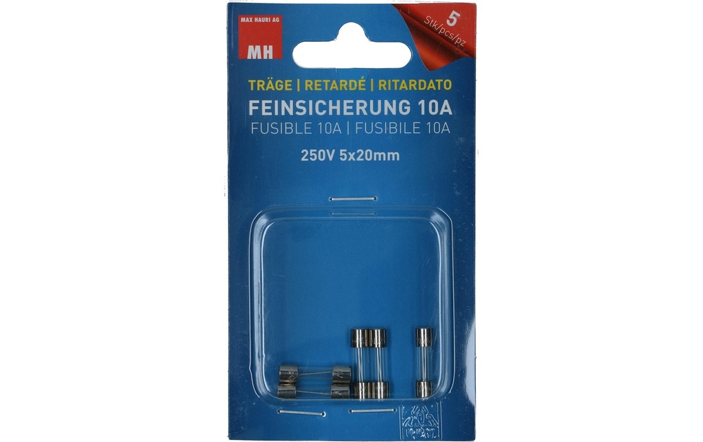 Max Hauri Fusible 5 x 20 mm support 10 A, 5 pièces