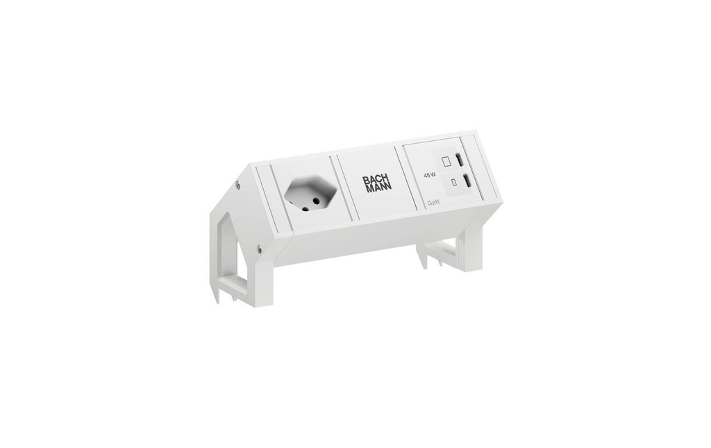 Bachmann Bloc multiprises de table DESK2 1xT13 1xUSB C/C 45W 0.2m blanc