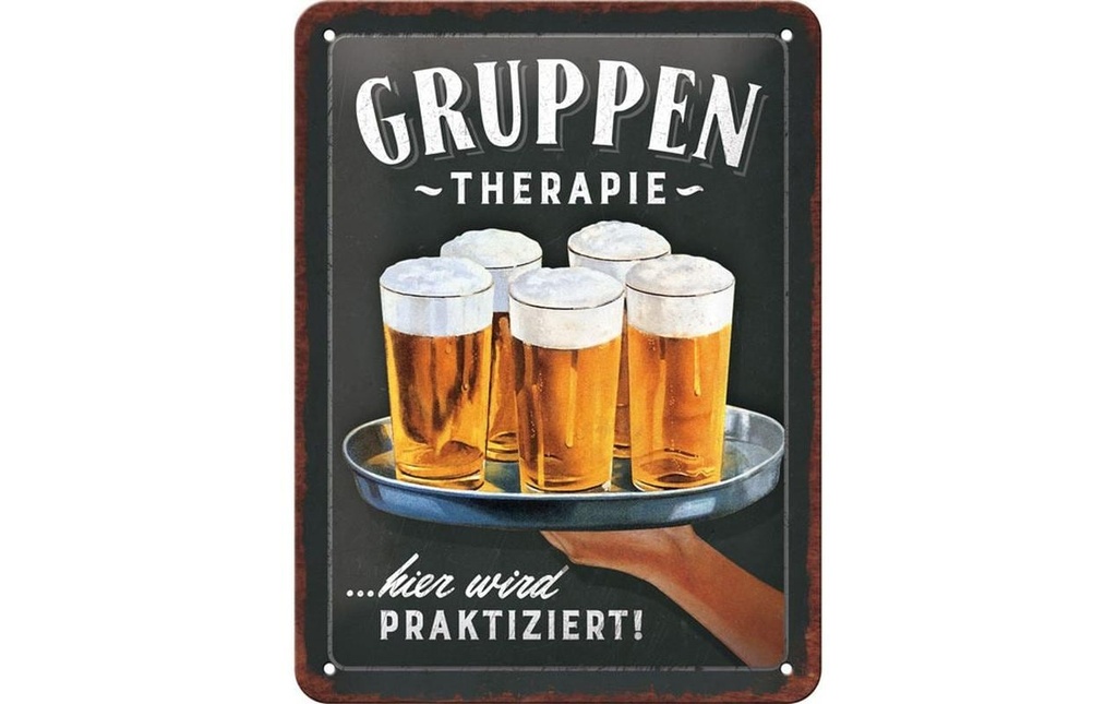 Nostalgic Art Plaque Thérapie de groupe Bière 15 x 20 cm, métal