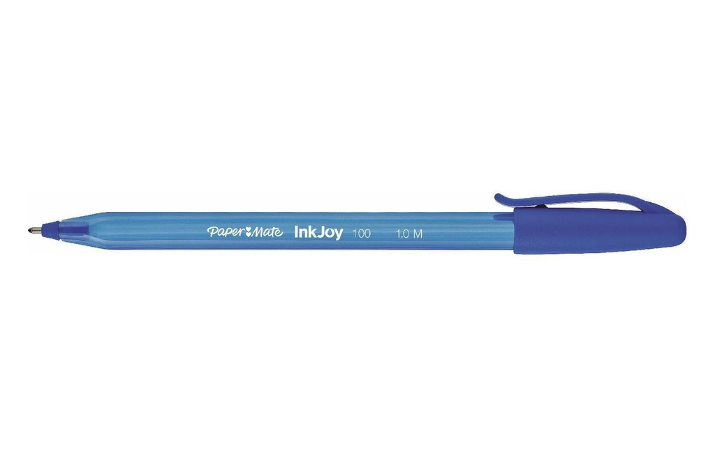 Paper Mate Stylo bille Inkjoy 100 Cap 1 mm, Bleu, 50 pièces