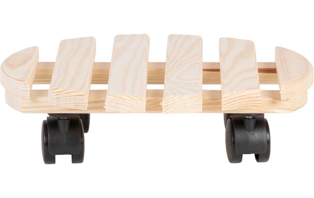 Esschert Design Supports à roulettes pour pot de fleurs Rond L Noir/Nature