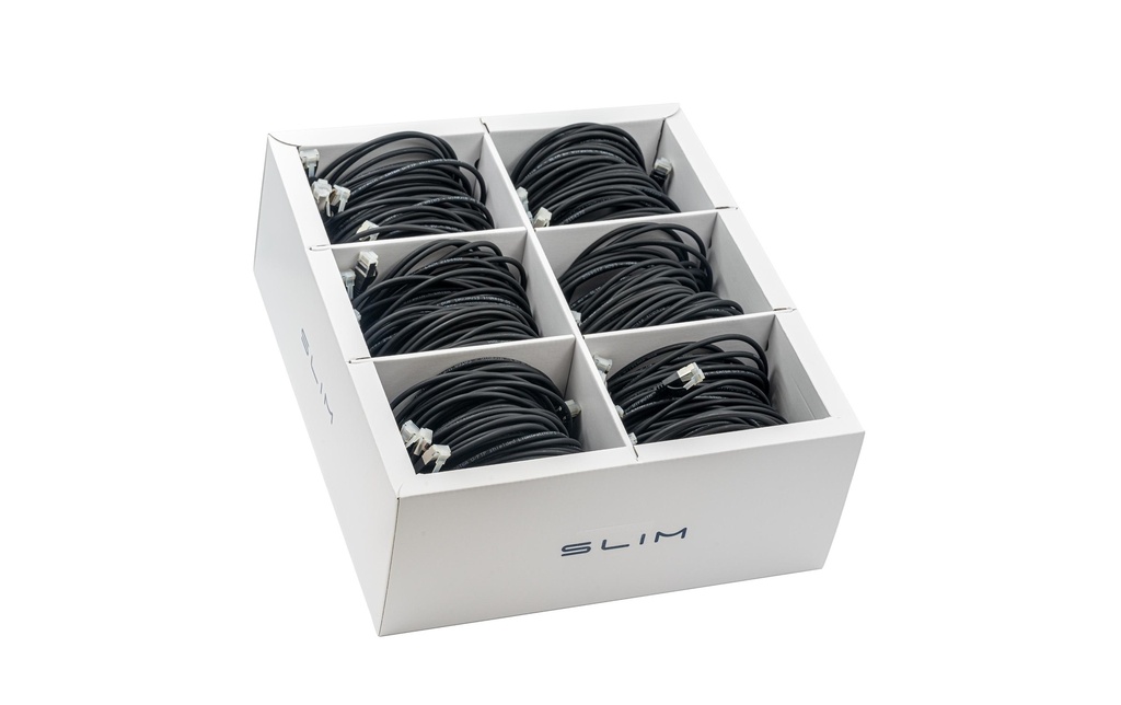 SLIM Câble patch slim RJ-45, Cat 6A, U/FTP, 0.5 m, Noir, paquet de 90