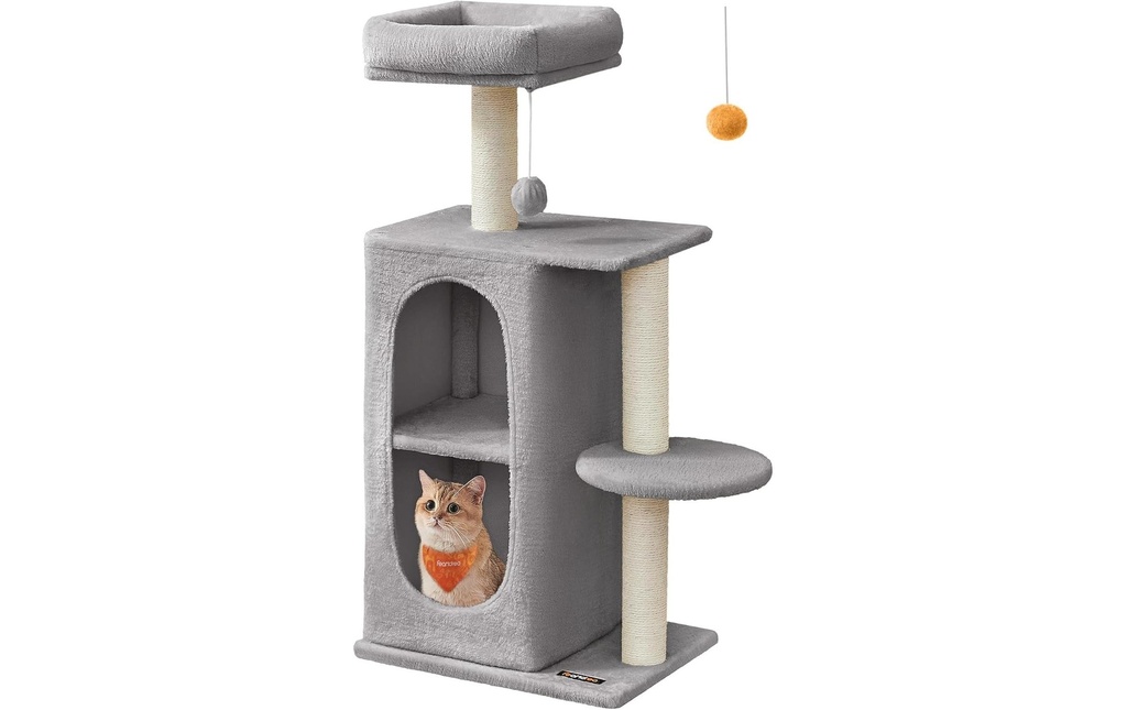 Feandrea Arbre à chat avec 2 grottes Gris clair