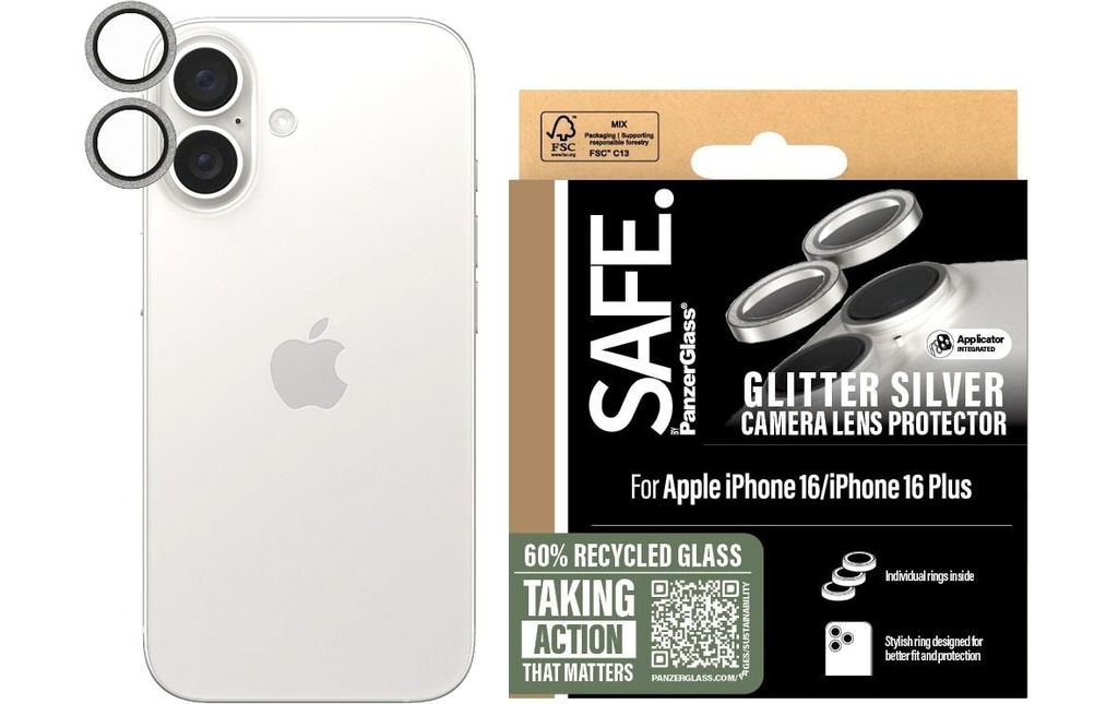 SAFE. Lens Protector iPhone 16 / 16 Plus Argent